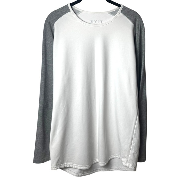 Bylt Basics Drop Cut Lux Long Sleeve Baseball Grey White Athletic Comfort L - Picture 2 of 10